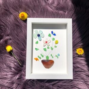 SEA GLASS ART BEACH GLASS CRAFT HANDMADE WALL ART HOME DECOR